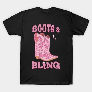 Boots and Bling pink Cowgirl T-Shirt